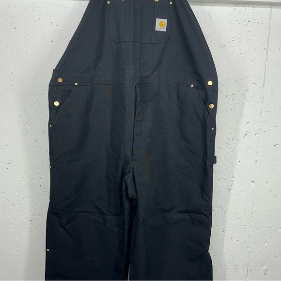 Carhartt Men’s size 54 x 32 Black Insulated Reflective Duck Bib Overalls NEW R02 - Picture 3 of 16